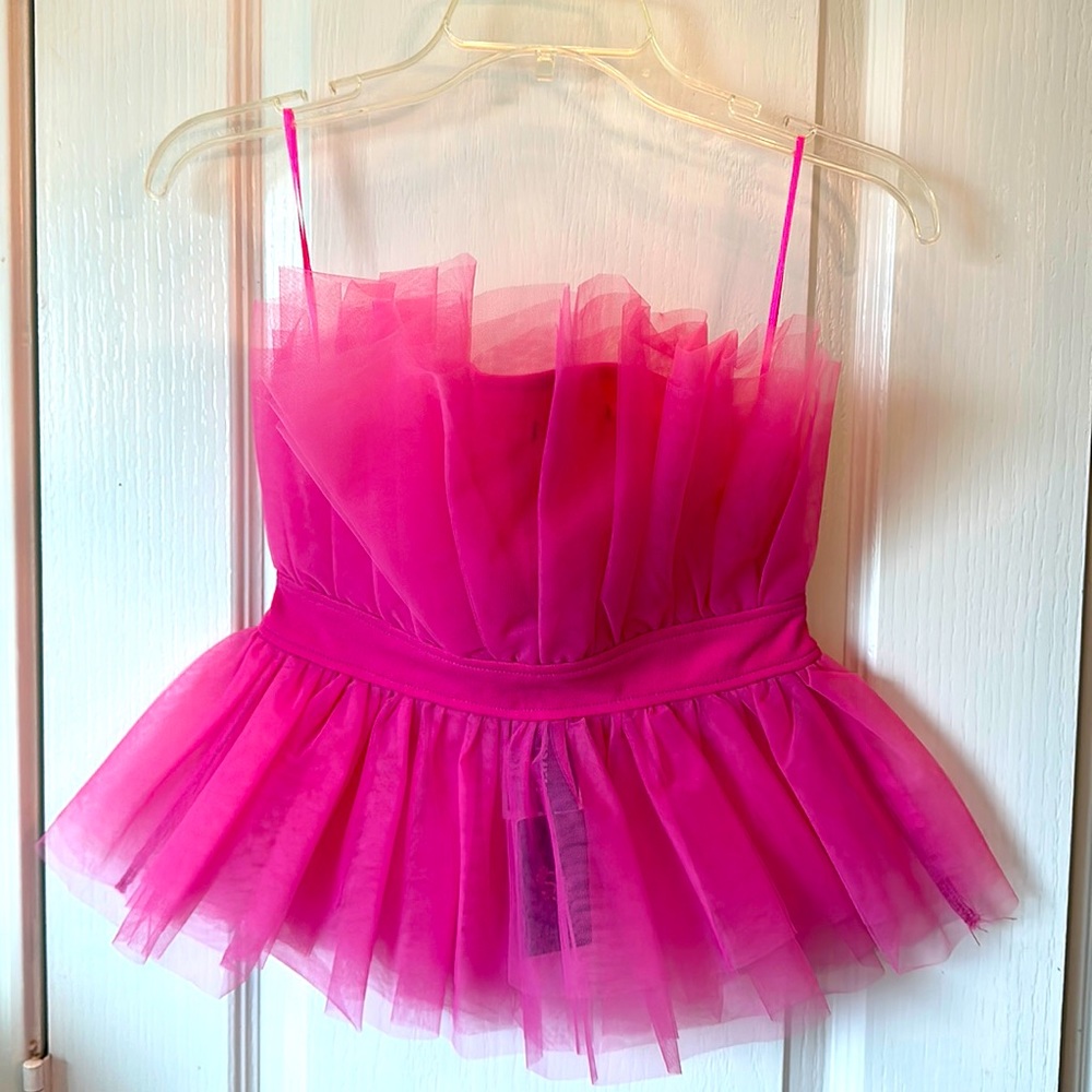 Hot pink tulle tube top